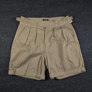 Todd Snyder Khaki Pleated Gurkha Shorts Tan Cotton Twill Men's 30 (Measures 32)